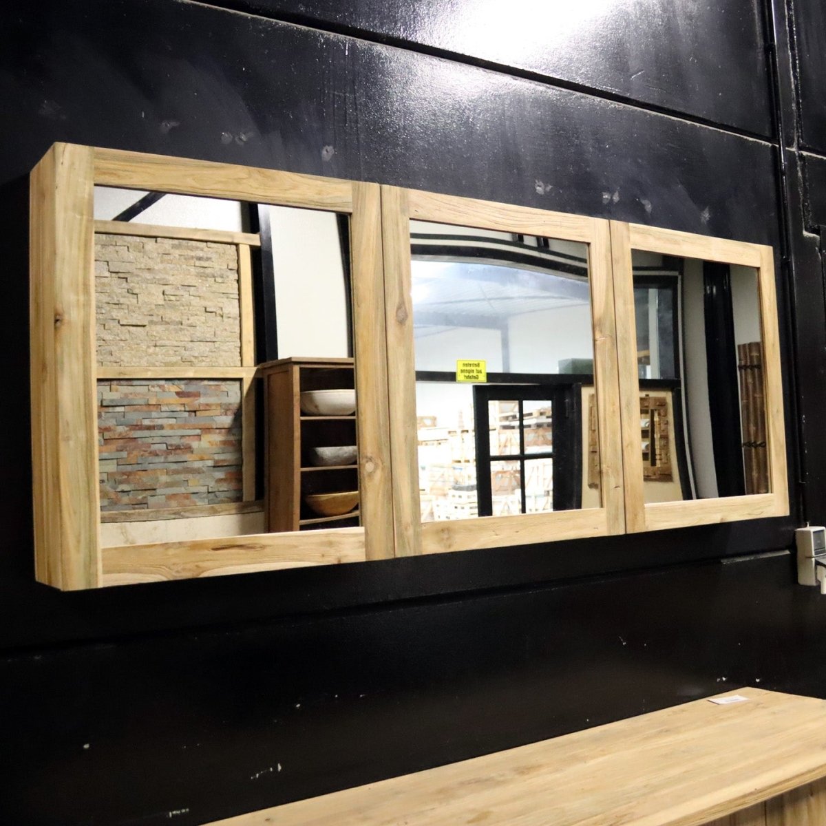Spiegelschrank Badspiegel aus recyceltem Teakholz, 150 oder 180 cm breit, für stilvolle Badgestaltung von MALAYA