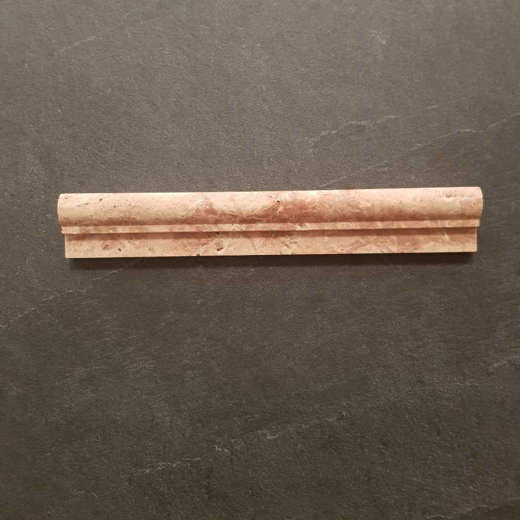 Bordüre Naturstein Bullnose Travertin, drei Farbvarianten, dekorative Bordüre aus Travertin mit abgerundeten Kanten