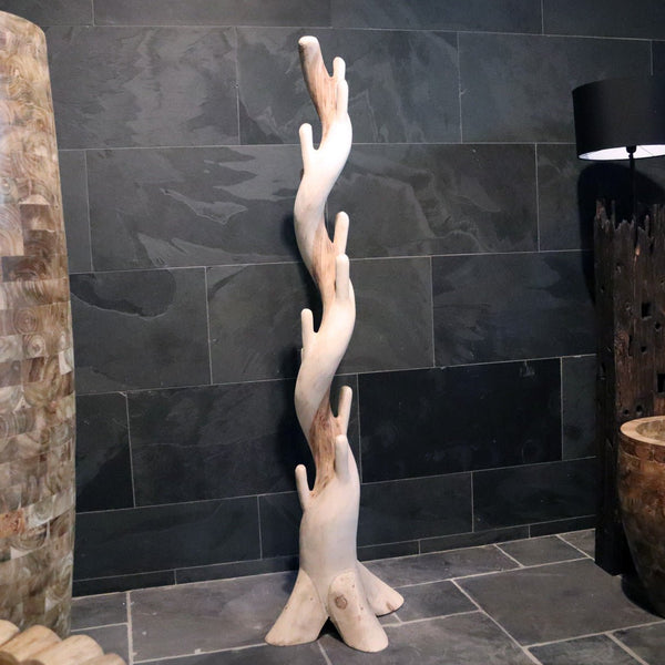  - Kleiderständer aus recyceltem Teakholz - Leicht gebrannt - dobbelt - Badgestaltung | Afrika Naturstein