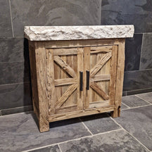 Lombok Teakholz-Unterschrank mit Waschtisch, elegantes Badmöbel in natürlichem Design, robuste Holzoberfläche, stilvolle Badgestaltung