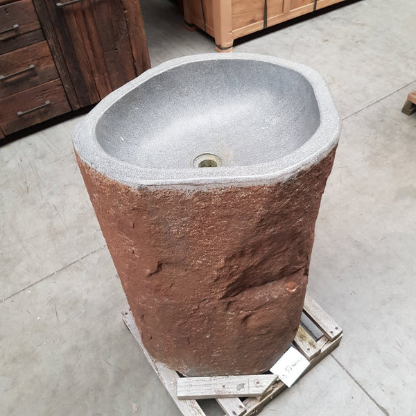  - RHODOS Standwaschbecken Flussstein 57 x 49 x 90 cm SD - Badgestaltung | Afrika Naturstein