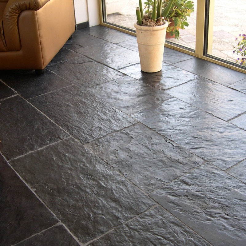 Naturstein Fliesen für Wand und Boden Schiefer spaltrau - Schieferfliesen | AFRICAN BLUE - 40 x 40 x 1.2 - 1.8 cm - Fliesen | Afrika Naturstein