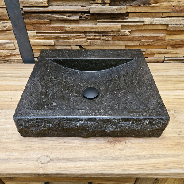  - BILBAO Waschtisch Blaustein Roh - 46 x 40 x 10 cm - Badgestaltung | Afrika Naturstein