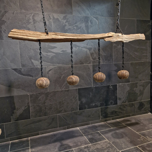  - Hängelampe KOKOSNUSS - 165 x 13 x 12 cm - 4 Lampen - Badgestaltung | Afrika Naturstein