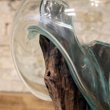 Hölzerne Glasvase aus Teak-Altholz, schöne Badgestaltung, dekorative Vase mit natürlichem Holzdesign