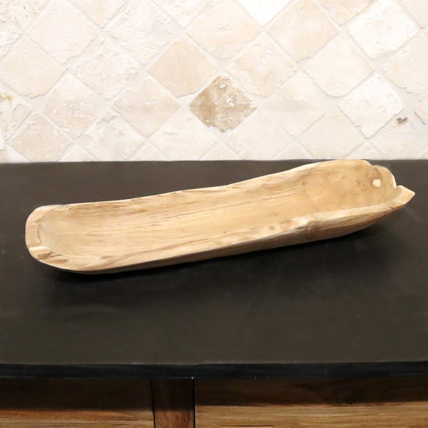  - Dekoschale länglich aus Teak Altholz, 7 oder 12 cm hoch - B 60 x H 7 x L 20 cm - Badgestaltung | Afrika Naturstein