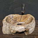  - FOSSIL WOOD | Waschbecken C2 - 5 | in verschiedenen Größen - C4 - B 43 x T 34 x H 16 cm - Badgestaltung | Afrika Naturstein