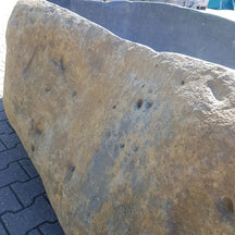 Freistehende Badewanne aus Flussstein von POSEIDON, 286 x 145 x 60-70 cm, elegante Badgestaltung, natürliche Optik