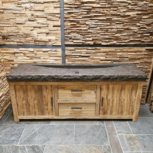  - BILBAO Waschtisch Blaustein Roh - 206 x 55 x 10 cm - Badgestaltung | Afrika Naturstein