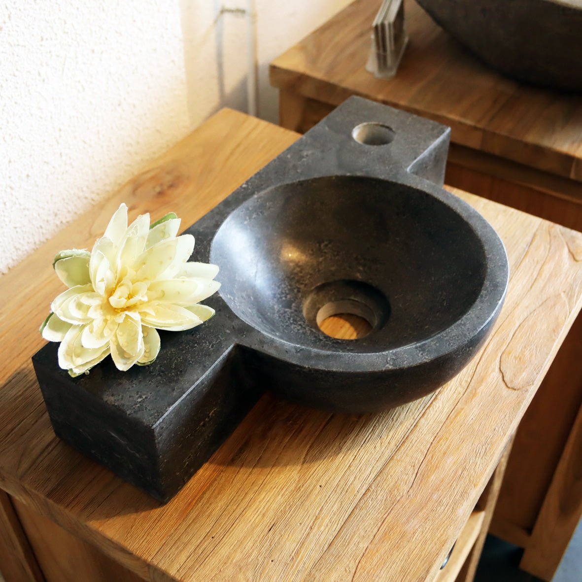 Aufsatzwaschbecken | Blaustein glatt | Naturstein | 40 x 23 x 8 cm