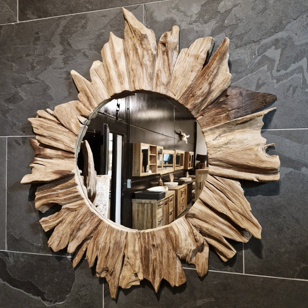  - Runder Wandspiegel Badspiegel B1 - 4 - B1 - Ø 87 x 4 cm - Badgestaltung | Afrika Naturstein