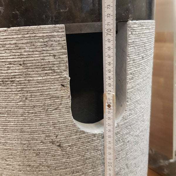 Naturstein Standwaschbecken Waschbeckensaeule Marmor - KRETA Standwaschbecken Marmor grau und schwarz rund - 90 x 40 x 40 cm - Badgestaltung | Afrika Naturstein