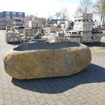 Freistehende Badewanne aus Flussstein von POSEIDON, 286 x 145 x 60-70 cm, für elegante Badgestaltung