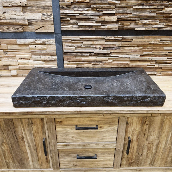  - BILBAO Waschtisch Blaustein Roh - 106 x 50 x 10 cm - Badgestaltung | Afrika Naturstein