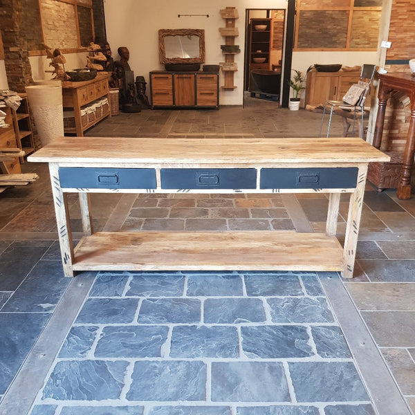  - MADRAS B | Badmöbel Sideboard - 204 x 55 x 80 cm - Badgestaltung | Afrika Naturstein