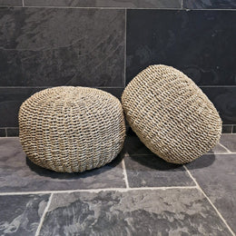  - Geflochtener Pouf aus Seegras - Sitzkissen - Badgestaltung | Afrika Naturstein