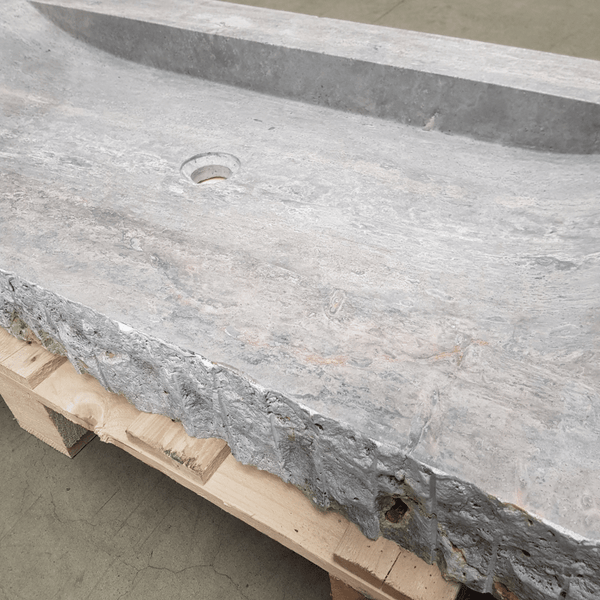  - BILBAO SILVER Travertin Waschbecken 125 x 55 x 10cm - Badgestaltung | Afrika Naturstein