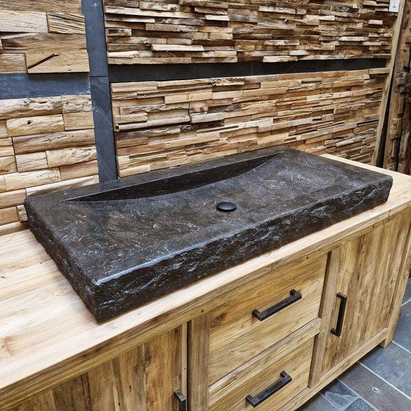  - BILBAO Waschtisch Blaustein Roh - 106 x 50 x 10 cm - Badgestaltung | Afrika Naturstein