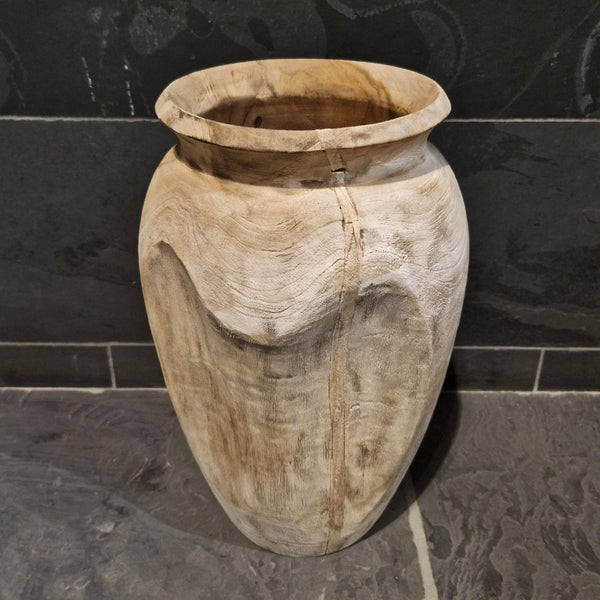 Vase aus recyceltem Teakholz, 40 cm hoch - Vase aus recyceltem Teakholz, 40 cm hoch - Vase 10 - Badgestaltung | Afrika Naturstein GmbH - Vase aus recyceltem Teakholz, 40 cm hoch - Vase 10 - Badgestaltung | Afrika Naturstein