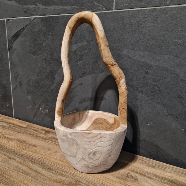  - Kleines Dekokörbchen aus Teakholz - Körbchen 4 - Badgestaltung | Afrika Naturstein