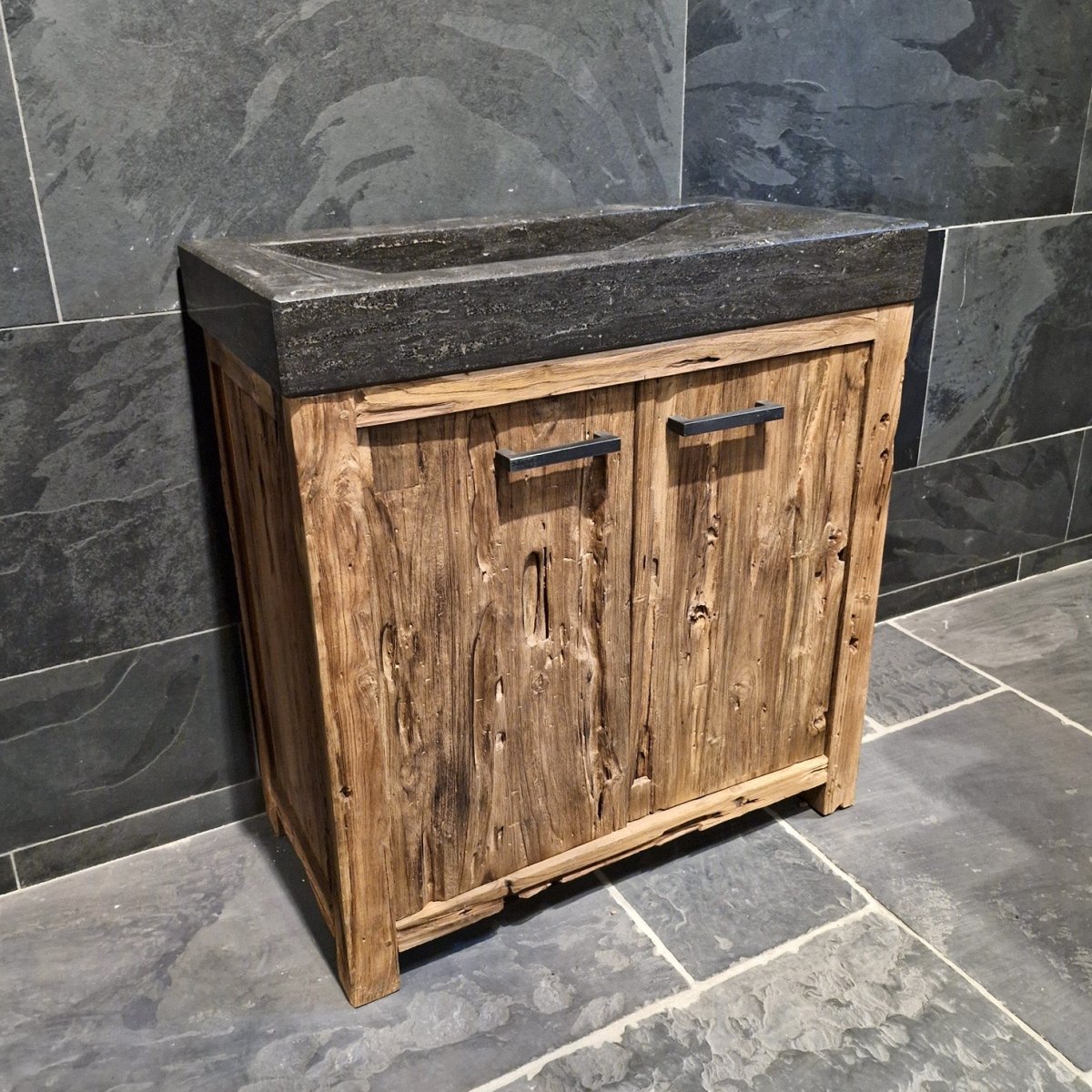 Badezimmermöbel mit Waschtisch aus natürlichem Massivholz, Modell 7, Badeinrichtung von Bantam, moderne Badgestaltung
