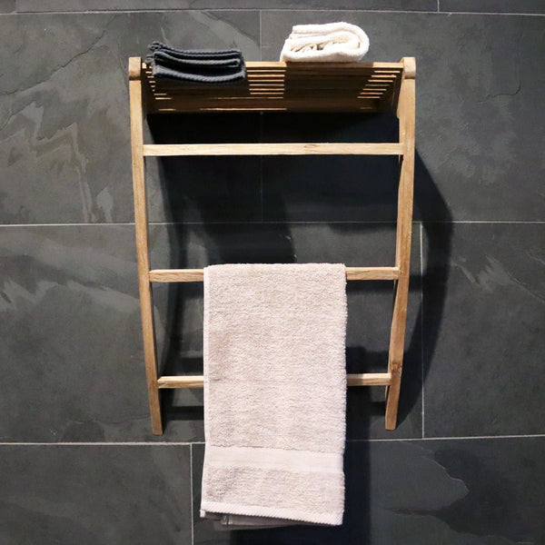  - Wandregal Handtuchleiter Teakholz 50 x 25 x 70cm - Teak - Badgestaltung | Afrika Naturstein