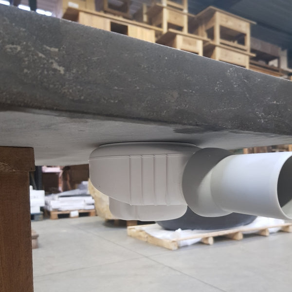 Naturstein Blaustein Duschtasse Duschwanne dunkelgrau - ALPHEUS Duschwanne Brausetasse Kalkstein - 90 x 90 x 5 cm - Badgestaltung | Afrika Naturstein