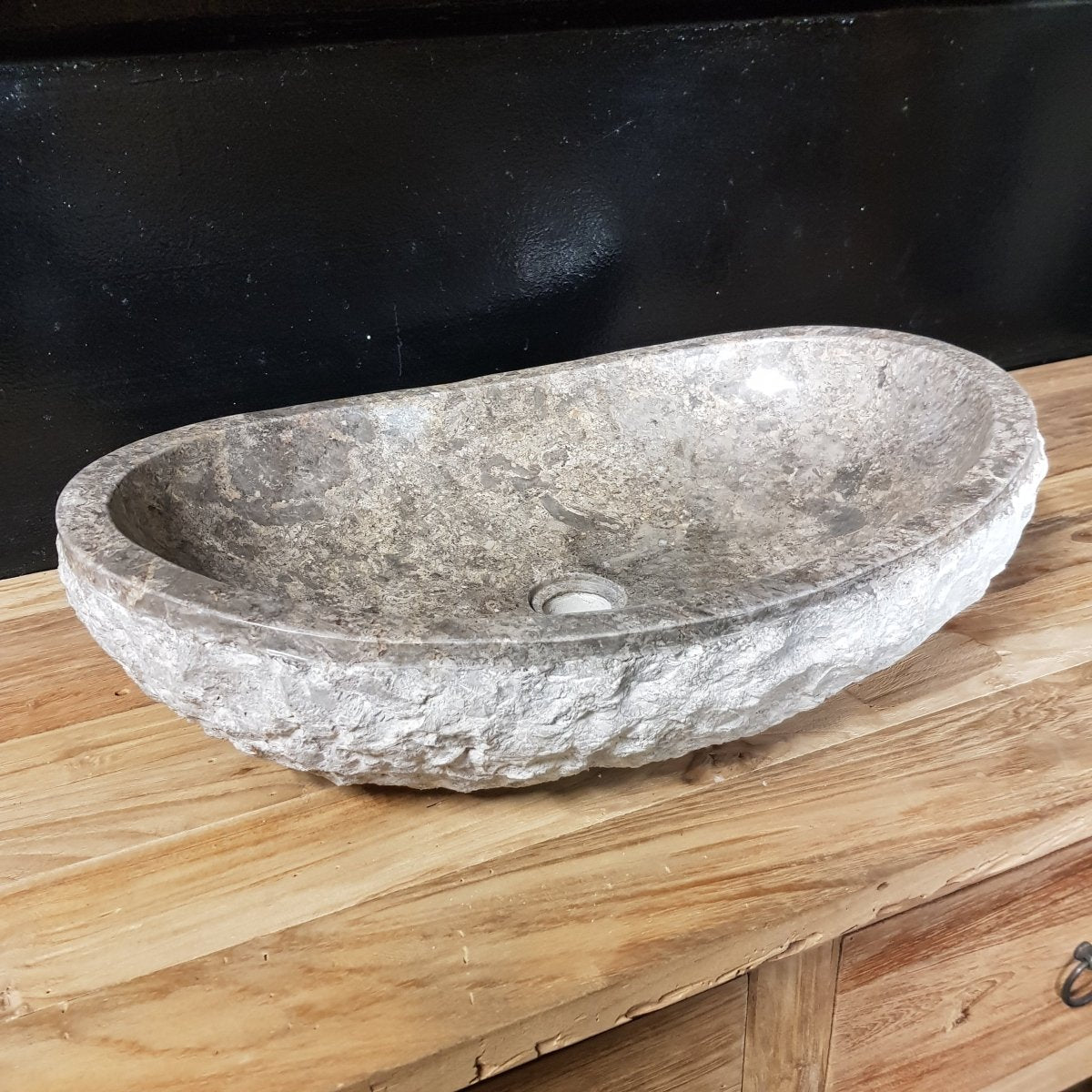 Aufsatzwaschbecken | Marmor Grau grob | Naturstein | 60-100 cm x 45 cm