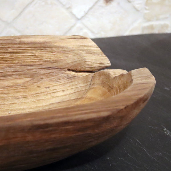  - Dekoschale länglich aus Teak Altholz, 7 oder 12 cm hoch - B 60 x H 7 x L 20 cm - Badgestaltung | Afrika Naturstein