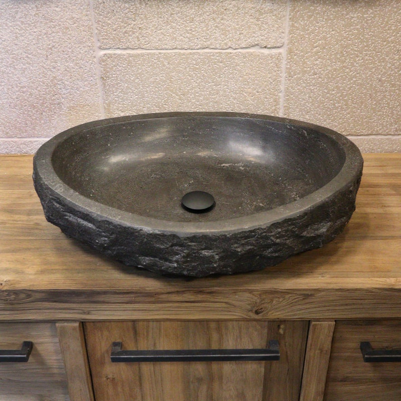 WAVE | Waschbecken | Blaustein roh - 60 x 45 x 13 - 15 cm - Badgestaltung | Afrika Naturstein