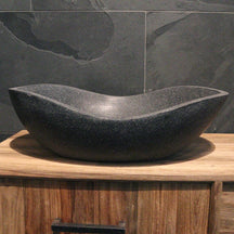 Schwarzes Aufsatzwaschbecken aus Terrazzo und Mineralguss, 60x40x18 cm, für moderne Badgestaltung, von THALASA