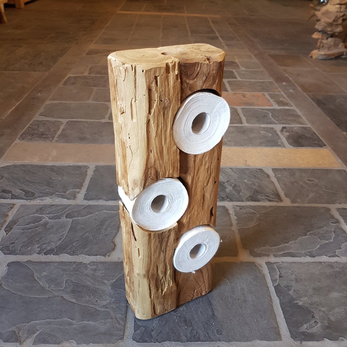 Toilettenpapierhalter Teak Altholz handgefertigtes Unikat - Toilettenpapierhalter 3 Rollen Teak Altholz - Badgestaltung