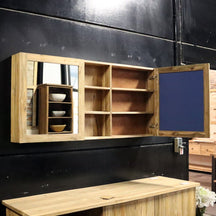 Spiegelschrank für Bad mit recyceltem Teakholz, 140-180 cm breit und 70 cm hoch, modernes Badmöbel von MALAYA