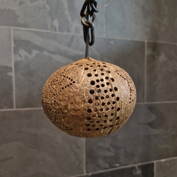  - Hängelampe KOKOSNUSS - 165 x 13 x 12 cm - 4 Lampen - Badgestaltung | Afrika Naturstein