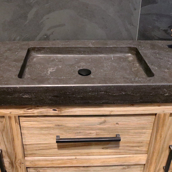  - MADURA Unterschrank mit Amsterdam Waschtisch 182 x 53 x 87 cm - Badgestaltung | Afrika Naturstein