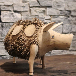 #größe_Schweinchen aus Altholz - Groß - L 31 x B 24 x H 20 cm - Badgestaltung | Afrika Naturstein