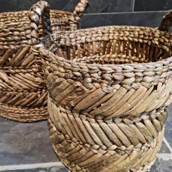  - Handgeflochtene Körbchen | aus Wasserhyazinthe | Set aus zwei Körbchen - Badgestaltung | Afrika Naturstein