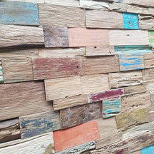 INDO Holzverblender mit Farben aus Teakholz, dekorative Wandverblender für natürliche Raumgestaltung