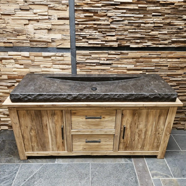  - BILBAO Waschtisch Blaustein Roh - 46 x 40 x 10 cm - Badgestaltung | Afrika Naturstein