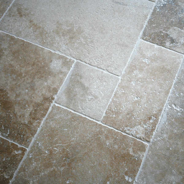 Naturstein Fliesen Travertin Dark Mix antik getrommelt - Fliesen | TRAVERTIN DARK MIX - Römischer Verband x 1.2 cm - Fliesen | Afrika Naturstein