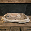 Wasbak van versteend hout | Natuursteen | Unieke stukken | 80-100 cm