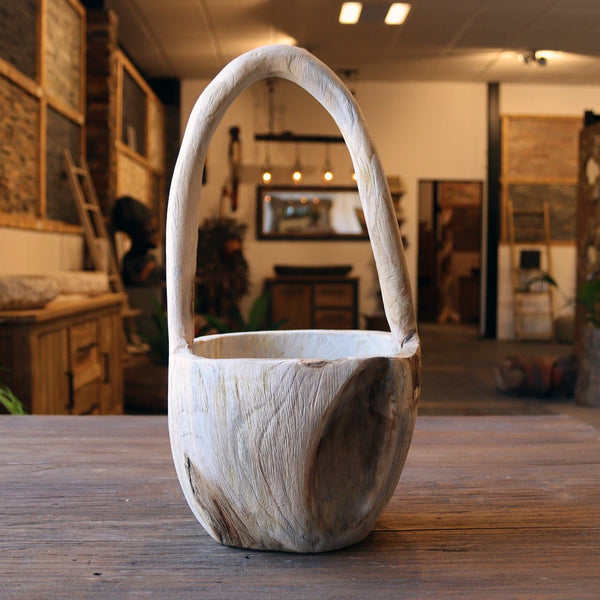  - Kleines Dekokörbchen aus Teakholz - Körbchen 2 - Badgestaltung | Afrika Naturstein