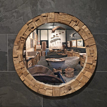 Wandspiegel Badspiegel aus recyceltem Teakholz in verschiedenen Größen für elegante Badgestaltung, von WANDSPIEGEL.