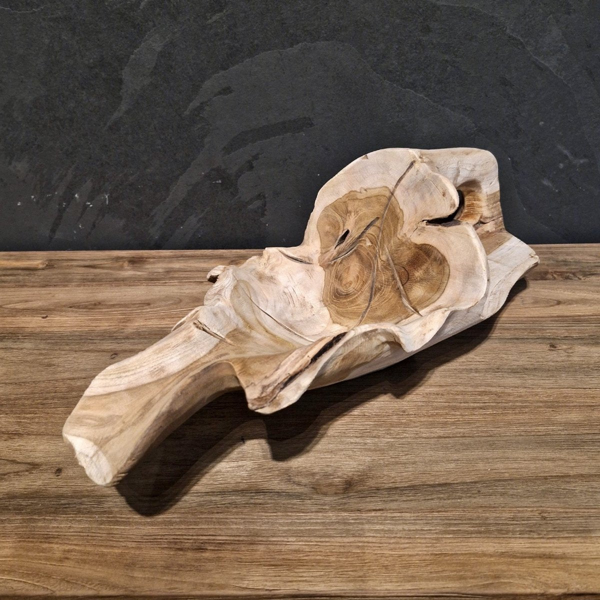 Recyceltes Teakholz Badgestaltung von Schale, stilvolle Baddekoration mit natürlicher Holzoptik und nachhaltigem Design.