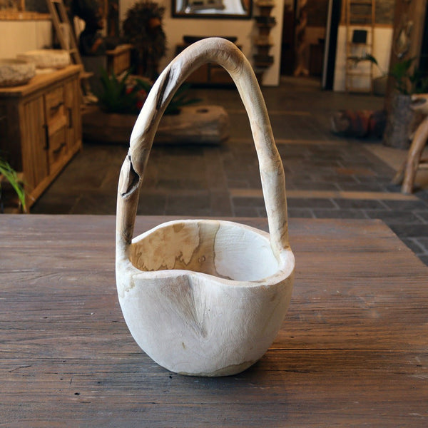  - Kleines Dekokörbchen aus Teakholz - Körbchen 1 - Badgestaltung | Afrika Naturstein