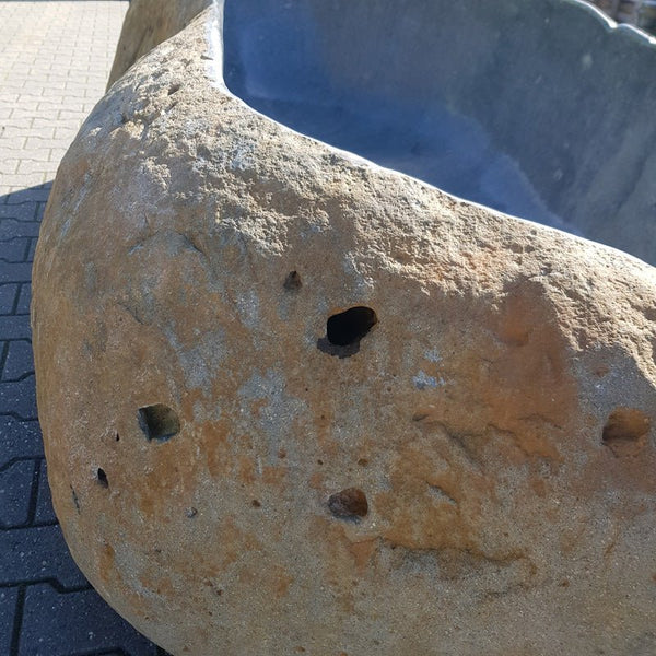  - POSEIDON Badewanne freistehend Flussstein 286 x 145 x 60 - 70 cm, Whirlpool, XXL - Badgestaltung | Afrika Naturstein