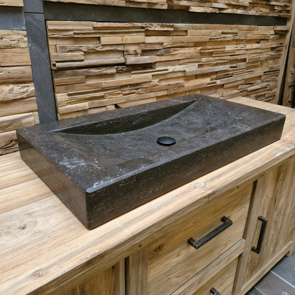 - BILBAO Waschtisch Blaustein Glatt - 82 x 43 x 10 cm - Badgestaltung | Afrika Naturstein