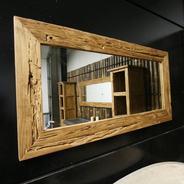  - Teak Altholz Spiegel handgefertigtes Unikat - 140 x 70 cm - Badgestaltung | Afrika Naturstein