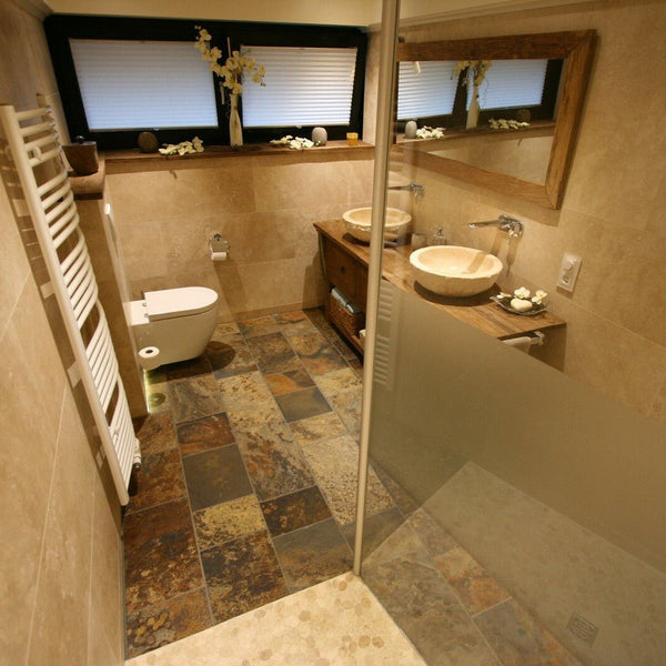  - Muster | Fliesen | TRAVERTIN LIGHT | Gespachtelt und geschliffen - ca. 20 x 20 cm - Muster | Afrika Naturstein