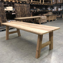 Gerader Esstisch aus Teakholz, Maße 260 x 90 x 78 cm, robuste Esszimmertisch von Esszimmertisch aus Holz.
